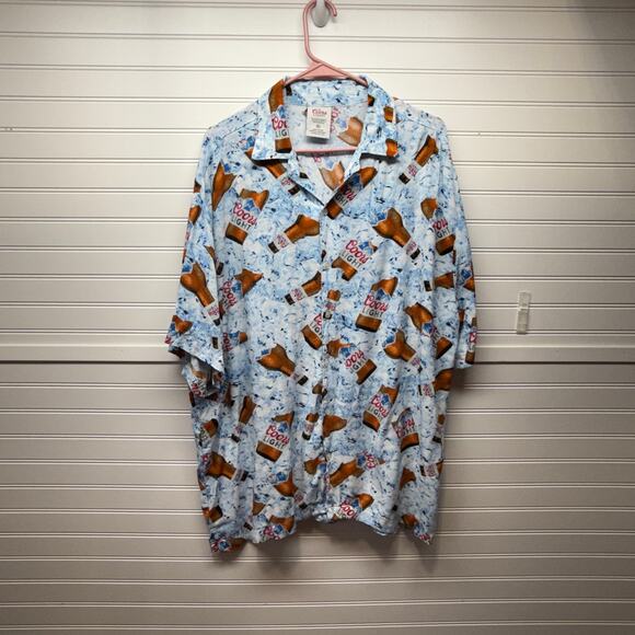 Coors Light Bottles in Ice Short Sleeve Button Down Shirt Size XL - Picture 1 of 10